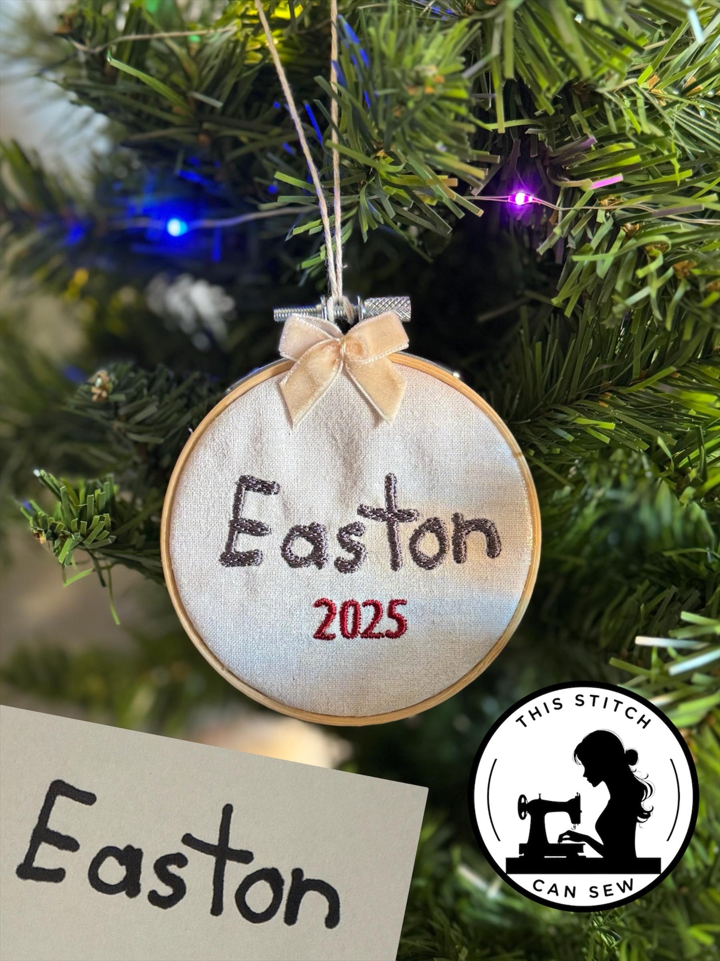 Personalized Handwriting Embroidered Ornament