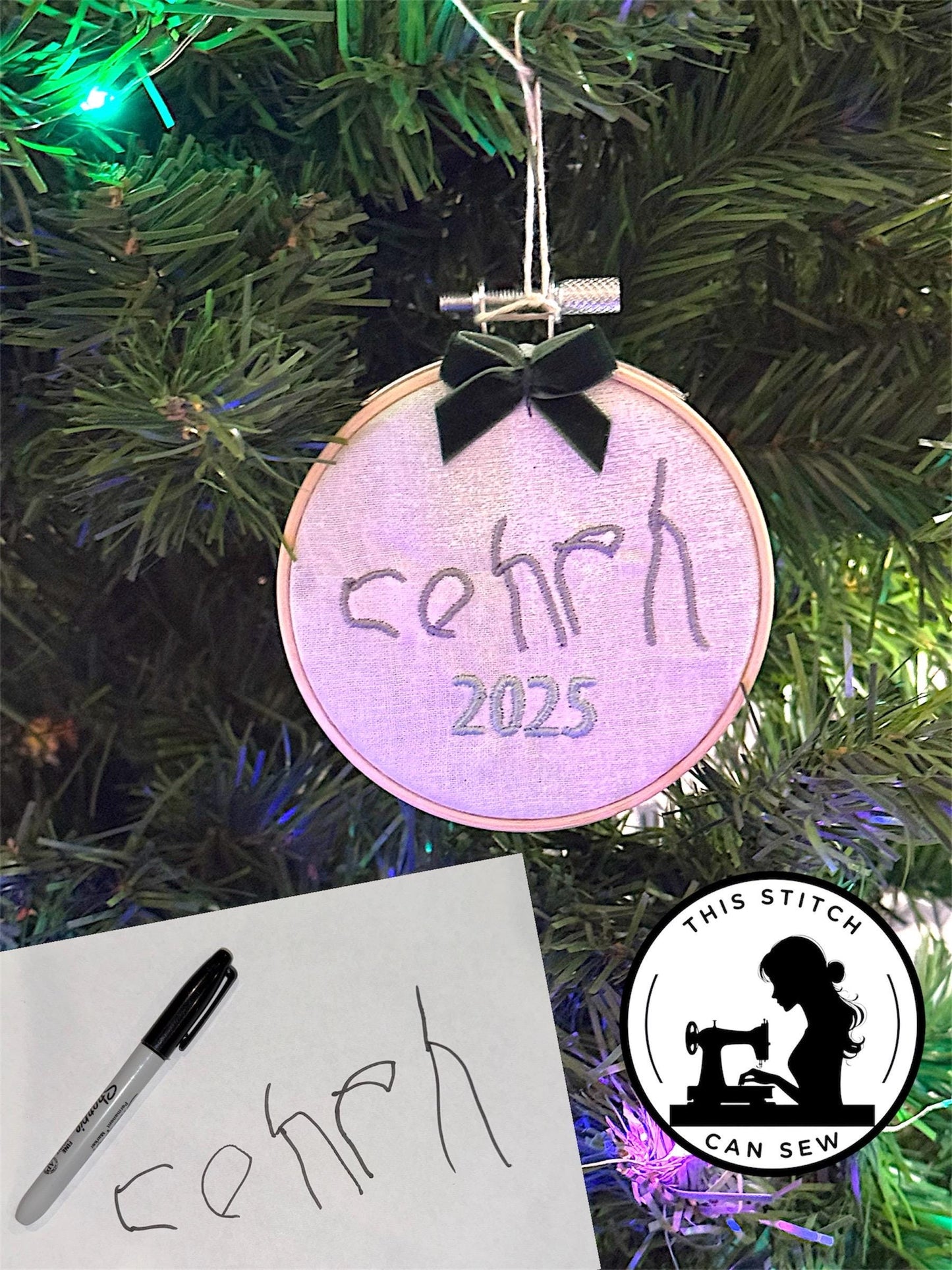 Personalized Handwriting Embroidered Ornament