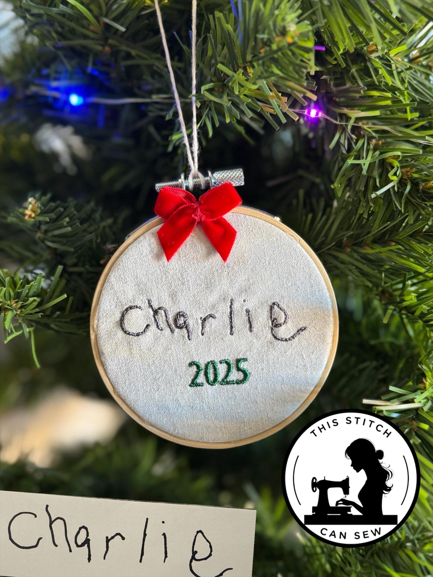 Personalized Handwriting Embroidered Ornament