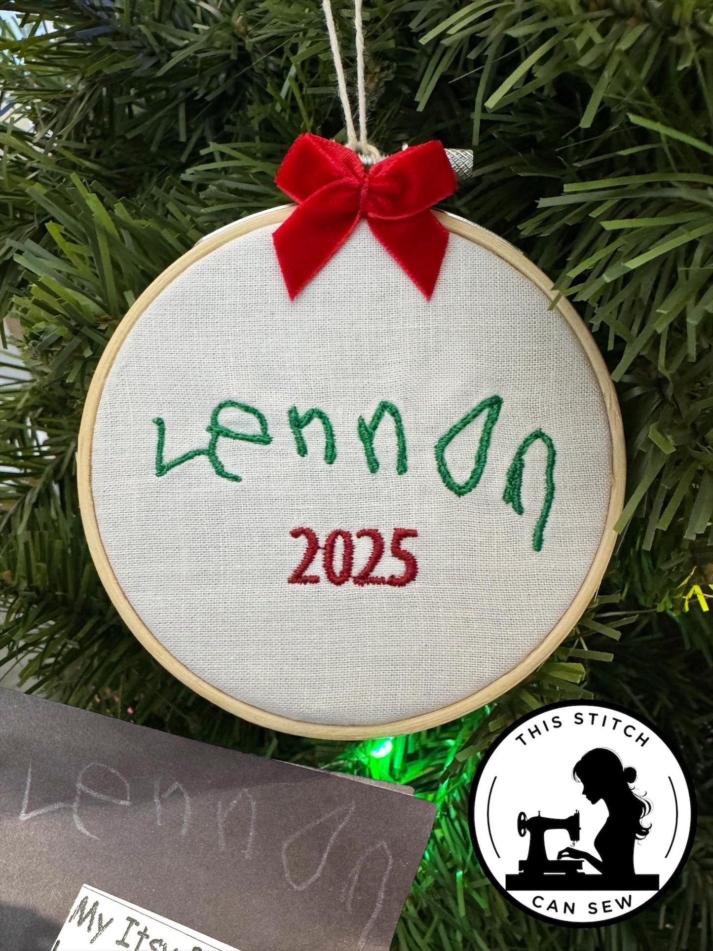 Personalized Handwriting Embroidered Ornament
